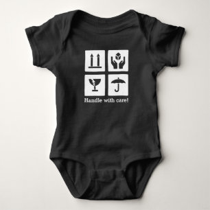 Baby-"Griff-sorgfältig" Jersey-Bodysuit, schwarz Baby Strampler
