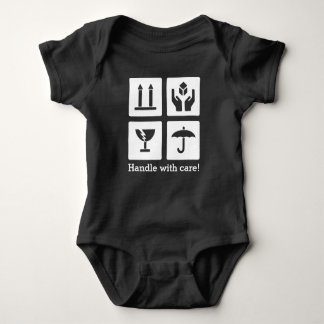 Baby-"Griff-sorgfältig" Jersey-Bodysuit, schwarz Baby Strampler