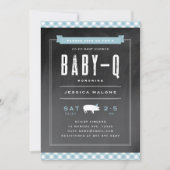 Baby GRILLEN Gingham mit Babydusche Einladung (Vorderseite)