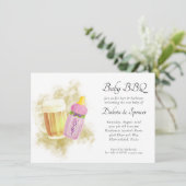 Baby GRILLEN und Beer | Thema Sommerdusche im Frei Einladung (Stehend Vorderseite)