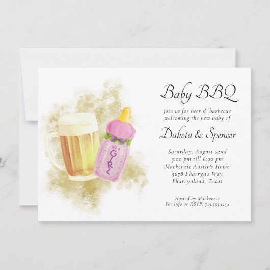 Baby GRILLEN und Beer | Thema Sommerdusche im Frei Einladung (Vorderseite)