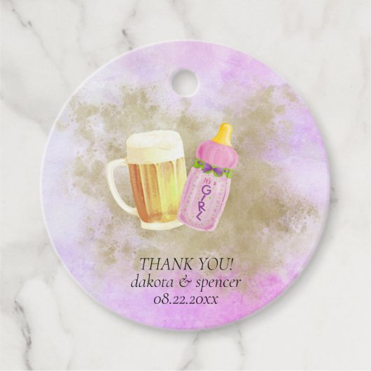 Baby GRILLEN und Beer | Thema Sommerdusche im Frei Geschenkanhänger (Vorderseite)