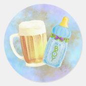 Baby GRILLEN und Beer | Thema Sommerdusche im Frei Runder Aufkleber (Vorderseite)