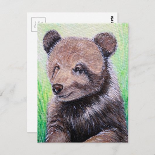 Baby Grizzly Bärenmalerei Postkarte (Vorne/Hinten)