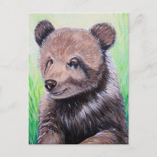 Baby Grizzly Bärenmalerei Postkarte (Vorderseite)