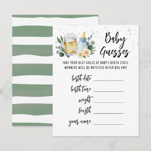 Baby Guesses Predictions Baby Is Brewing card Einladung (Vorne/Hinten)