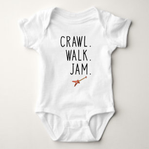 Baby Guitar Rock Music - Crawl Walk Jam Guitar Baby Strampler