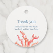 Baby Hai Baby Dusche Blue Aquarell Danke Geschenkanhänger (Rückseite)