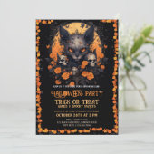 Baby Halloween Angry Cat Skull Blume Einladung (Stehend Vorderseite)