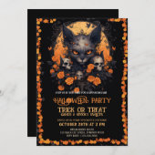 Baby Halloween Angry Cat Skull Blume Einladung (Vorne/Hinten)
