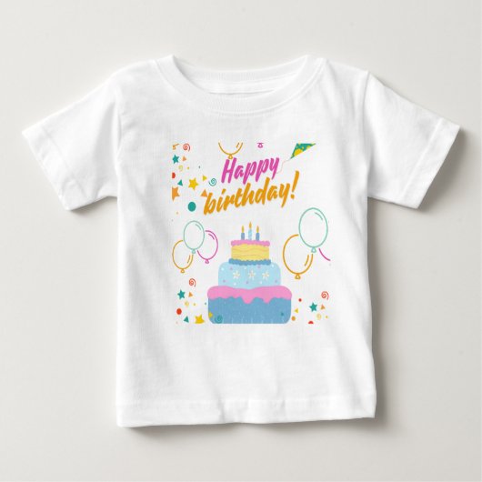 Baby Happy Birthday Printable T - Shirt Geschenkde (Vorderseite)