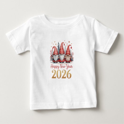 Baby Happy New Year 2026 Gnomes T-Shirt (Vorderseite)