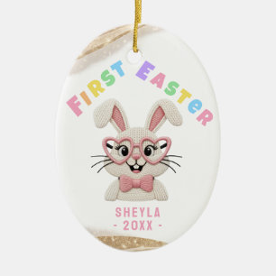 Baby-Hasen-Herzbrille zum ersten Ostern Keramik Ornament