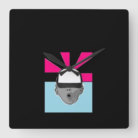 ~Baby Hat~ WALL CLOCK, KÜMMERN SIE ES! Quadratische Wanduhr (Vorderseite)