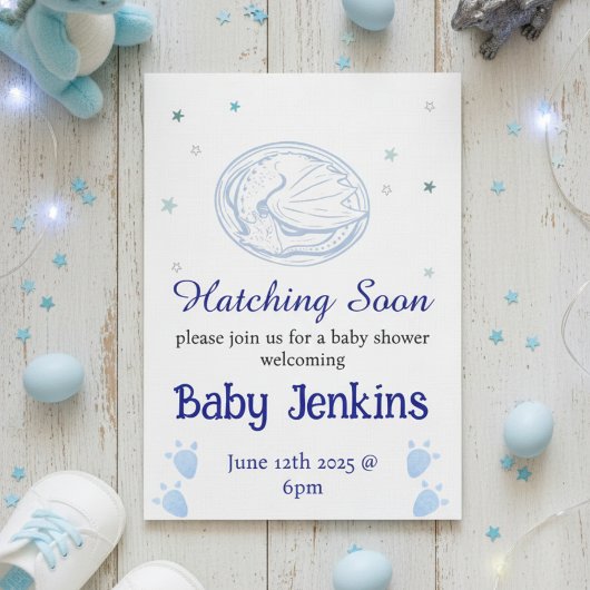 Baby Hatching dragon themed baby shower invitation Einladung