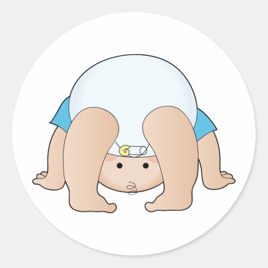 Baby Head Boy Runder Aufkleber (Vorderseite)
