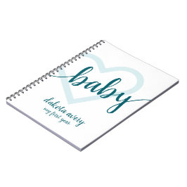 Baby Heart | Aqua Blue-Green-Blüh-Script Notizblock