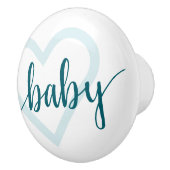 Baby Heart | Aquamarin Dark Midnight Green Geblüht Keramikknauf (Rechts)