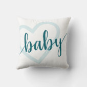 Baby Heart | Aquamarin Dark Midnight Green Geblüht Kissen (Rückseite)