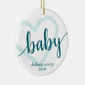 Baby Heart | Aquamarin Mitternacht Green Geblüht C Keramik Ornament (Rechts)