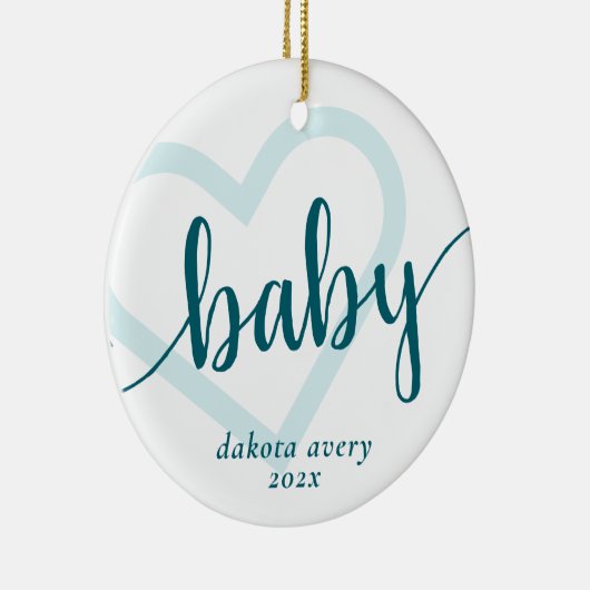 Baby Heart | Aquamarin Mitternacht Green Geblüht C Keramik Ornament (Rechts)