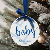 Baby Heart | Cerulean Blue Classic Blüh Script Keramik Ornament