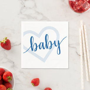 Baby Heart Cerulean Blue Classic Blüh Script Serviette