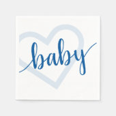 Baby Heart | Cerulean Blue Classic Blüh Script Serviette (Vorderseite)