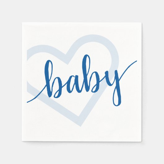 Baby Heart | Cerulean Blue Classic Blüh Script Serviette (Vorderseite)