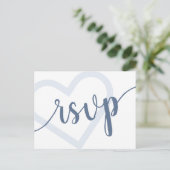 Baby Heart | Dusty Blue Shower or Reveal Response Postkarte (Stehend Vorderseite)