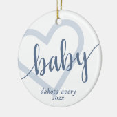 Baby Heart | Dusty Slate Blue Blühe Script Keramik Ornament (Links)