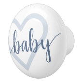 Baby Heart | Dusty Slate Blue Blühe Script Keramikknauf (Rechts)