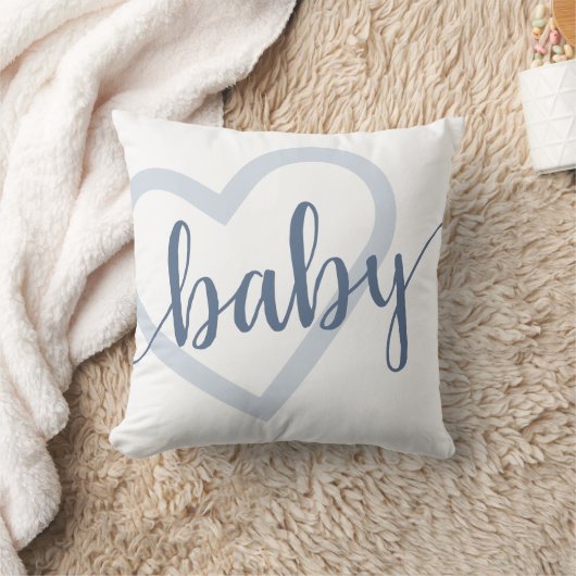 Baby Heart | Dusty Slate Blue Blühe Script Kissen (Decke)