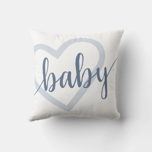 Baby Heart | Dusty Slate Blue Blühe Script Kissen (Rückseite)