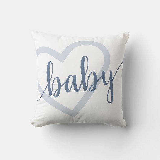 Baby Heart | Dusty Slate Blue Blühe Script Kissen (Vorderseite)