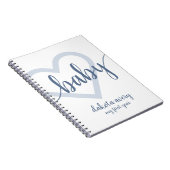 Baby Heart | Dusty Slate Blue Blühe Script Notizblock (Rechte Seite)