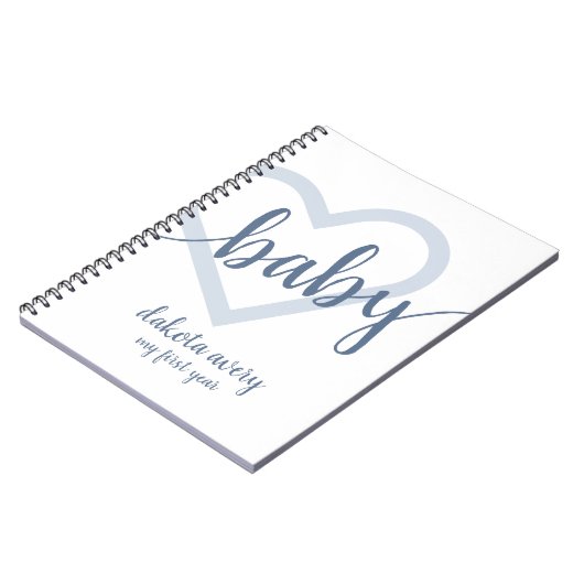 Baby Heart | Dusty Slate Blue Blühe Script Notizblock (Linke Seite)