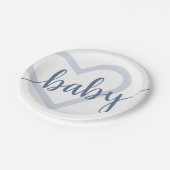 Baby Heart | Dusty Slate Blue Blühe Script Pappteller (Schrägansicht)
