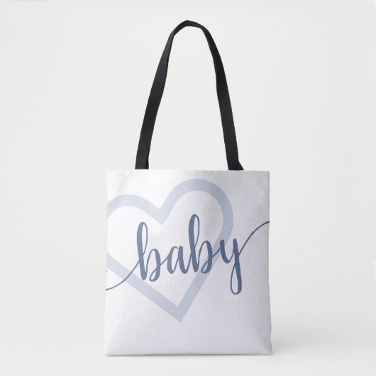 Baby Heart | Dusty Slate Blue Blühe Script Tasche (Vorderseite)