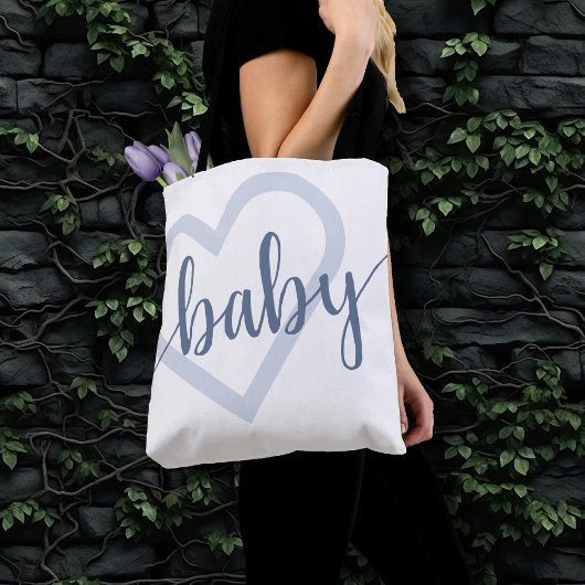 Baby Heart | Dusty Slate Blue Blühe Script Tasche