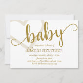 Baby Heart | Elegante Gold Script Dusche oder Reve Einladung (Vorderseite)