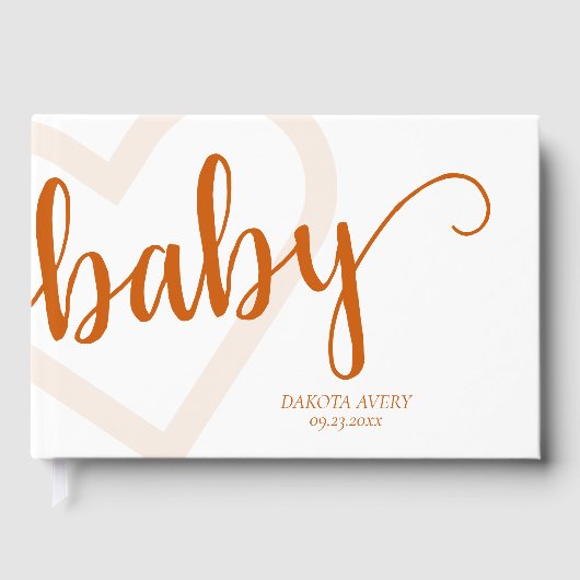 Baby Heart | Fall Burnt Orange Blüh Script Gästebuch (Vorderseite)