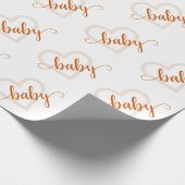 Baby Heart | Fall Burnt Orange Blüh Script Geschenkpapier (Ecke)