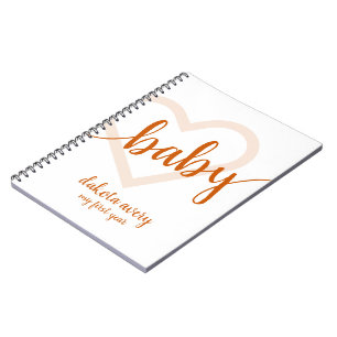 Baby Heart   Fall Burnt Orange Blüh Script Notizblock