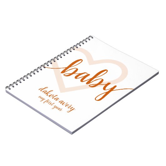 Baby Heart | Fall Burnt Orange Blüh Script Notizblock (Linke Seite)