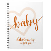 Baby Heart | Fall Burnt Orange Blüh Script Notizblock (Vorderseite)