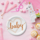Baby Heart | Fall Burnt Orange Blüh Script Pappteller (Party)