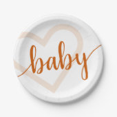 Baby Heart | Fall Burnt Orange Blüh Script Pappteller (Vorderseite)