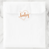 Baby Heart | Fall Burnt Orange Blüh Script Runder Aufkleber (Tasche)