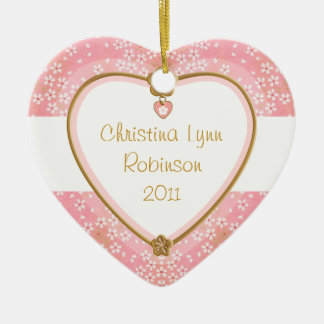 Baby Heart Foto Frame - Pink Floral Keramikornament
